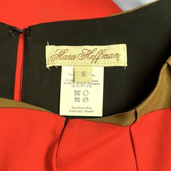 Mara Hoffman Mini Shift Dress Geometric Printed Red Black Blue Mustard S - Picture 11 of 13